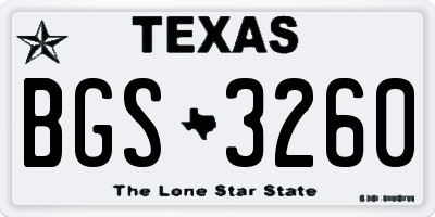 TX license plate BGS3260