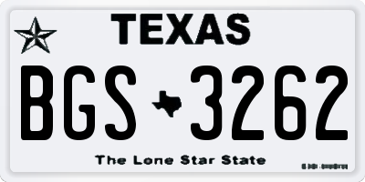 TX license plate BGS3262