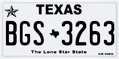 TX license plate BGS3263