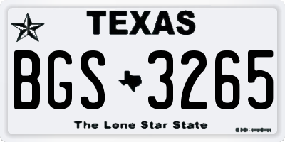 TX license plate BGS3265