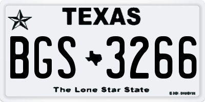 TX license plate BGS3266
