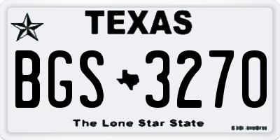TX license plate BGS3270