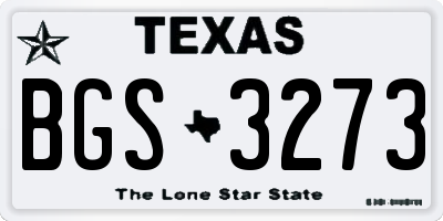 TX license plate BGS3273