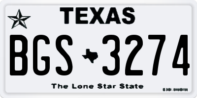 TX license plate BGS3274
