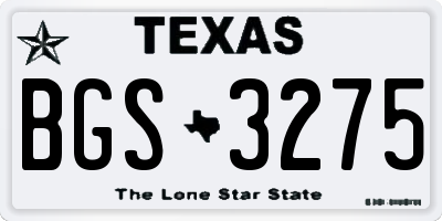 TX license plate BGS3275