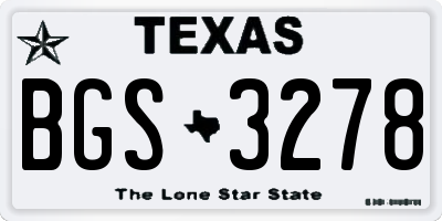 TX license plate BGS3278