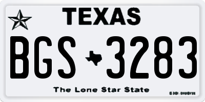 TX license plate BGS3283