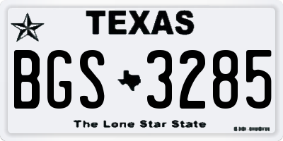 TX license plate BGS3285