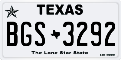 TX license plate BGS3292
