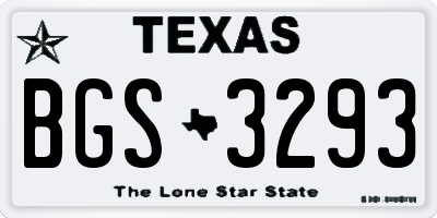 TX license plate BGS3293