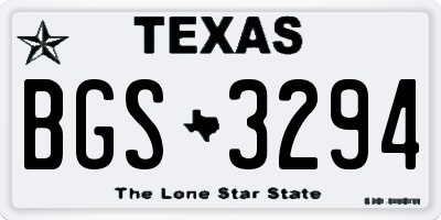 TX license plate BGS3294