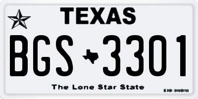 TX license plate BGS3301