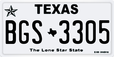 TX license plate BGS3305