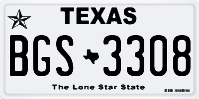 TX license plate BGS3308