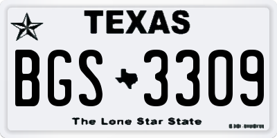 TX license plate BGS3309