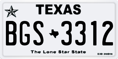 TX license plate BGS3312