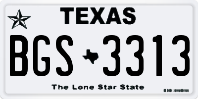 TX license plate BGS3313