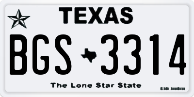 TX license plate BGS3314