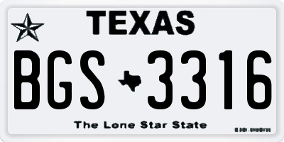 TX license plate BGS3316