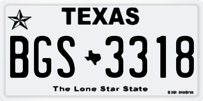 TX license plate BGS3318