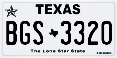 TX license plate BGS3320