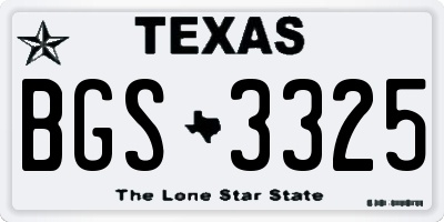 TX license plate BGS3325