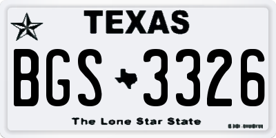 TX license plate BGS3326