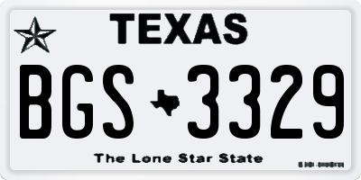 TX license plate BGS3329