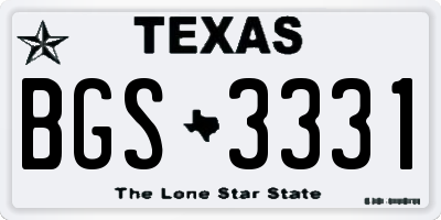 TX license plate BGS3331