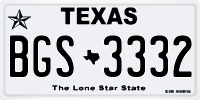 TX license plate BGS3332