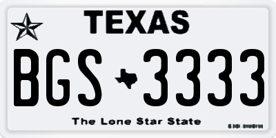 TX license plate BGS3333
