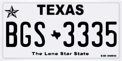 TX license plate BGS3335