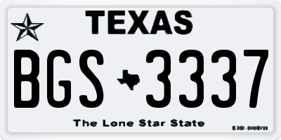 TX license plate BGS3337