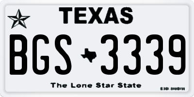 TX license plate BGS3339