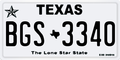 TX license plate BGS3340