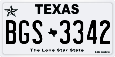 TX license plate BGS3342