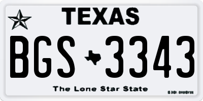 TX license plate BGS3343