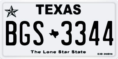 TX license plate BGS3344