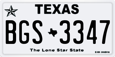 TX license plate BGS3347