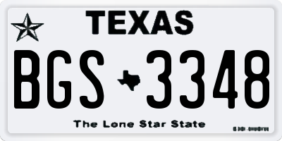 TX license plate BGS3348