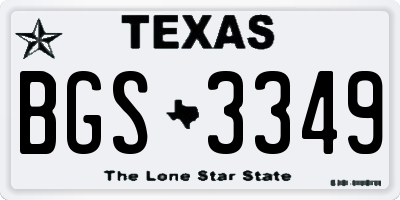 TX license plate BGS3349