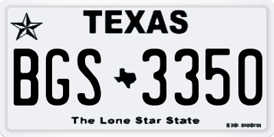 TX license plate BGS3350