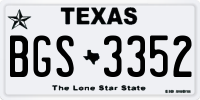 TX license plate BGS3352
