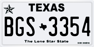 TX license plate BGS3354