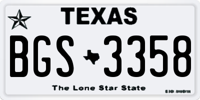 TX license plate BGS3358