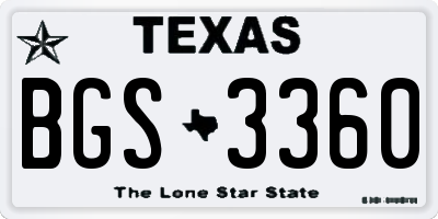 TX license plate BGS3360