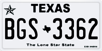 TX license plate BGS3362