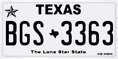 TX license plate BGS3363