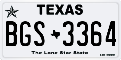TX license plate BGS3364