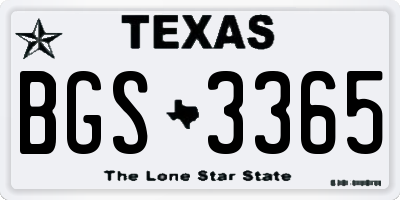 TX license plate BGS3365
